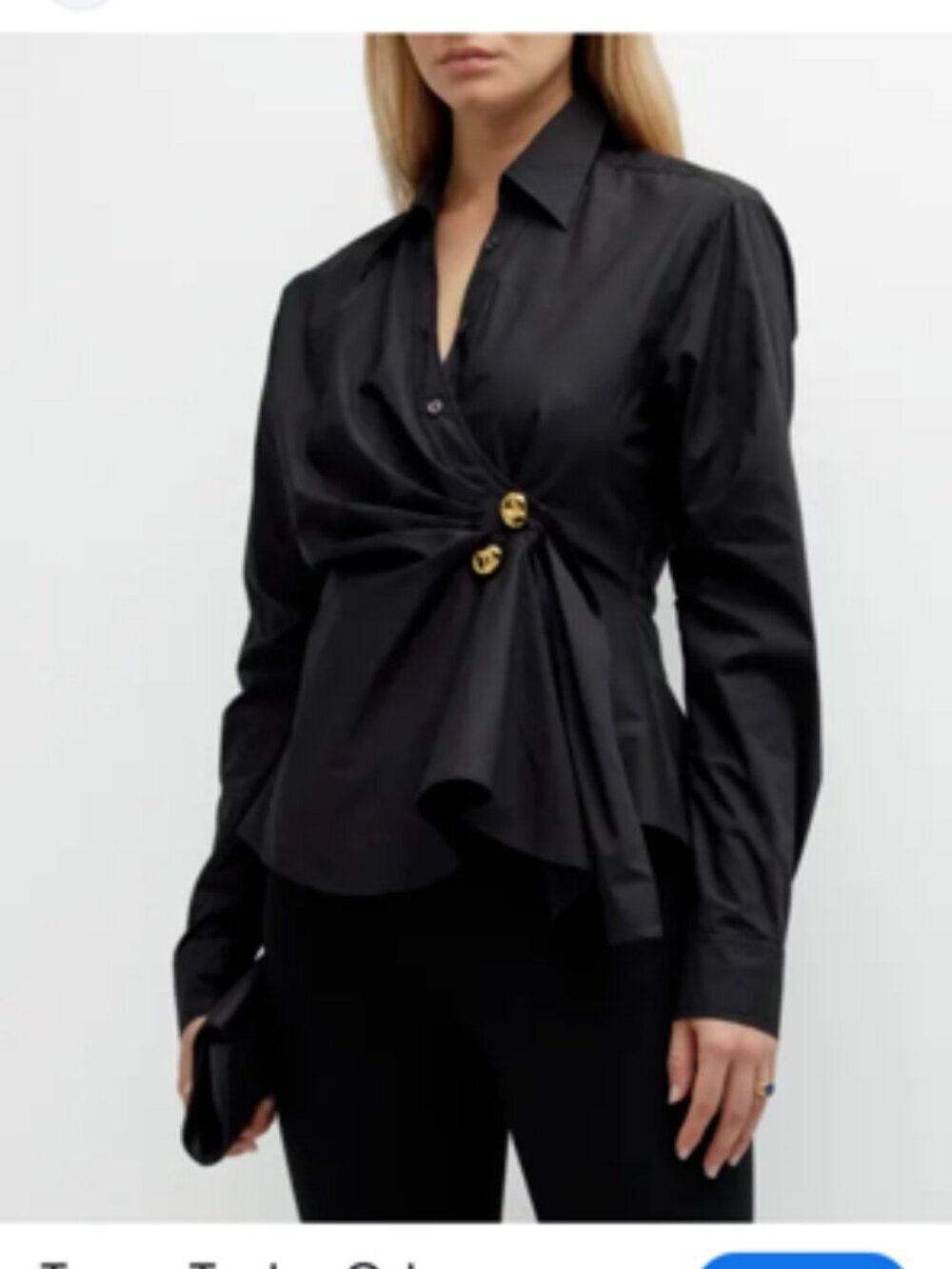 Tanya Taylor Orla Gathered Cotton Poplin Structured Peplum Draped Blouse 6
